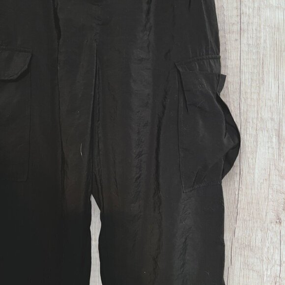 JOIE Black Elastic Waist Relaxed Fit Lightweight Cargo Button Zip Jogger Pants M - Picture 2 of 7